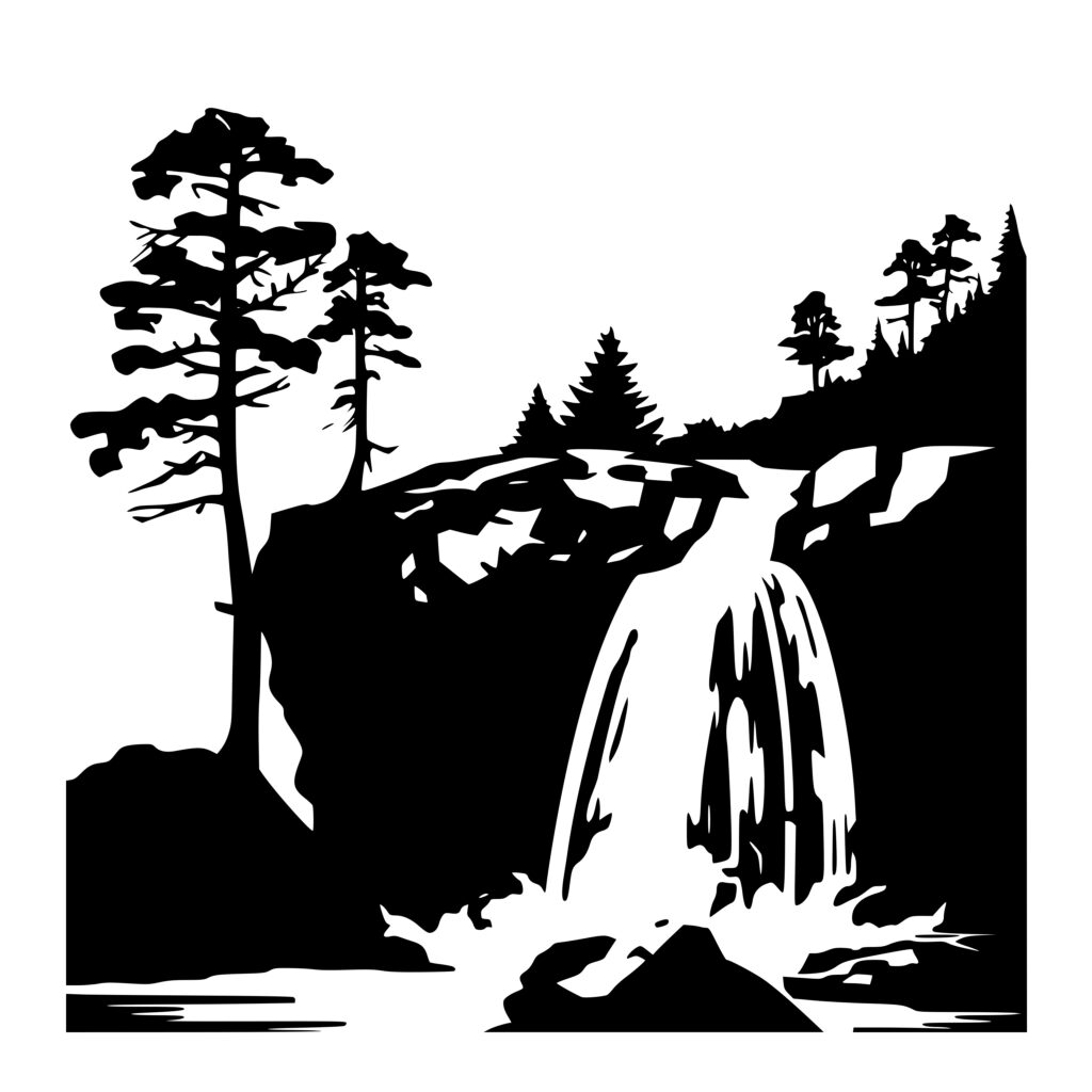 Forest Waterfall Landscape - SVG File for Cricut, Silhouette & Laser ...