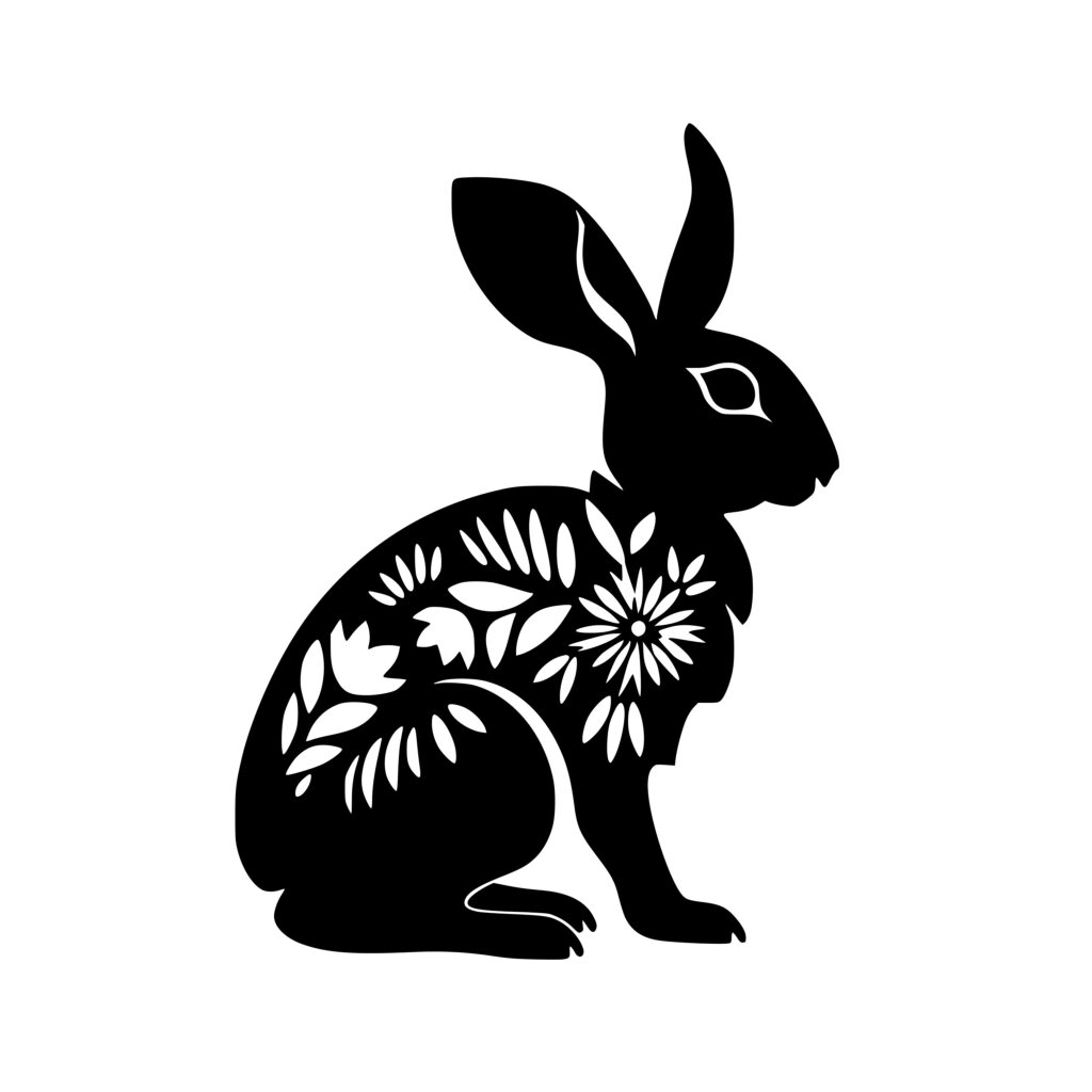 Rabbit with Floral Design SVG File for Cricut & Silhouette