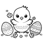 Baby Chick with Easter Eggs