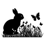 Rabbit in Field with Butterfly