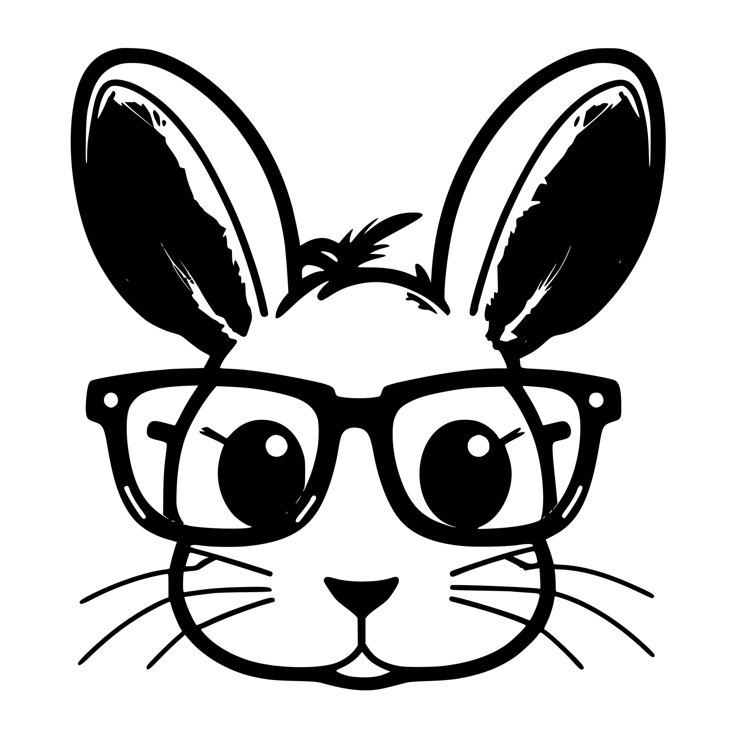 Easter Rabbit Wearing Glasses SVG File for Cricut, Silhouette, Laser