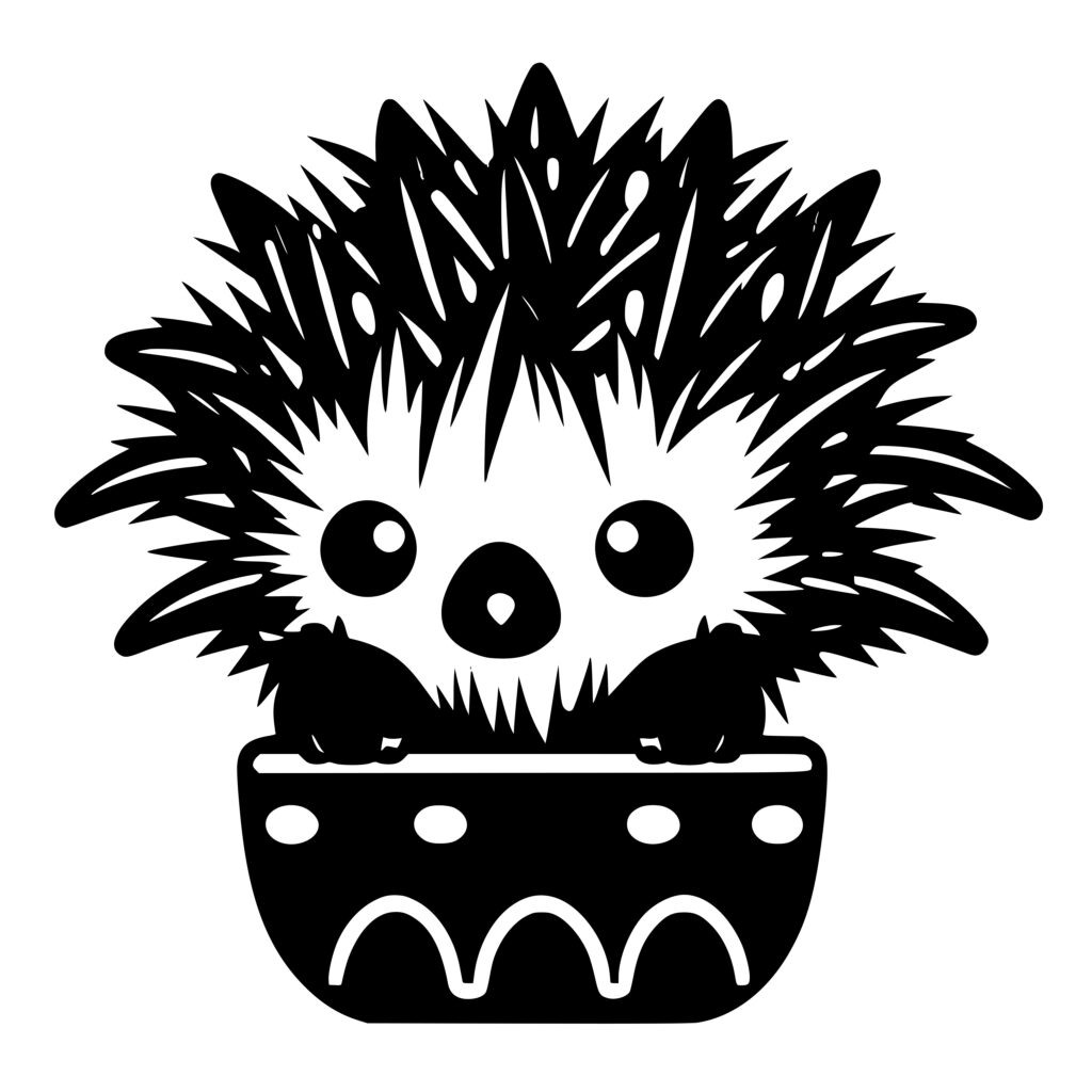 Cute Cactus Hedgehog SVG File for Cricut, Silhouette, Laser