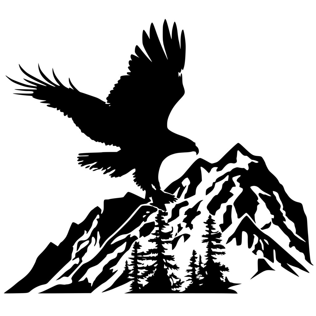 Eagle Soaring Over Mountains SVG File for Cricut, Silhouette, and Laser ...