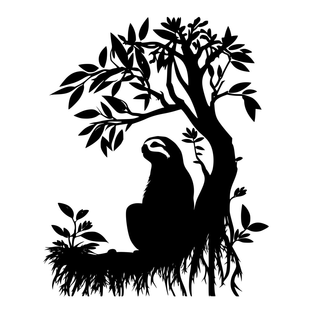 Tranquil Sloth Tree SVG File for Cricut, Silhouette, Laser Machines