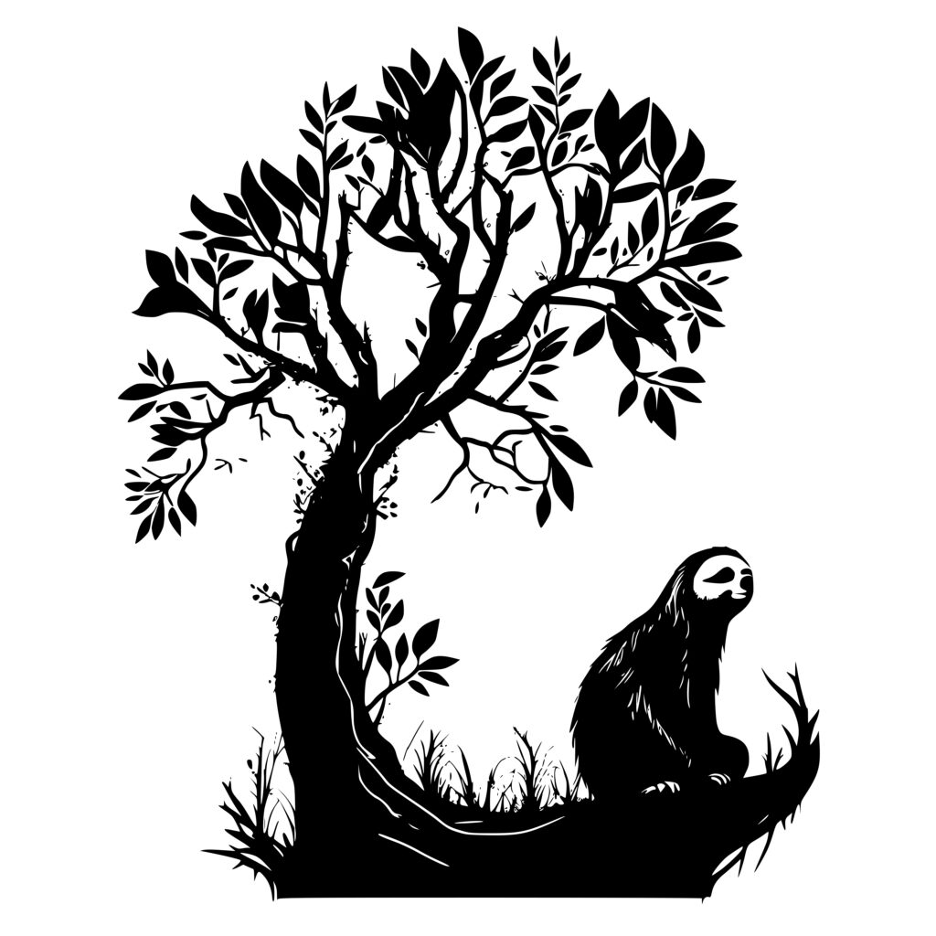 Sloth Sitting in Tree SVG File for Cricut & Silhouette