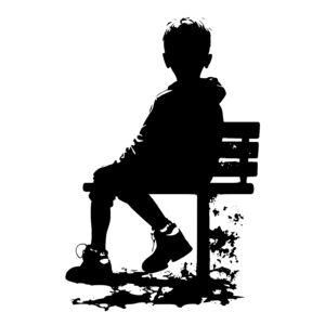 Young Boy Sitting on Bench