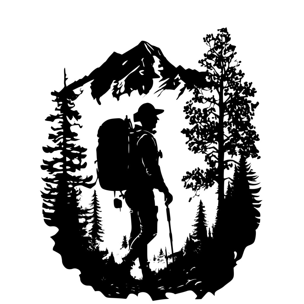 Outdoor Man Hiking Adventure SVG, PNG, DXF Cricut, Silhouette