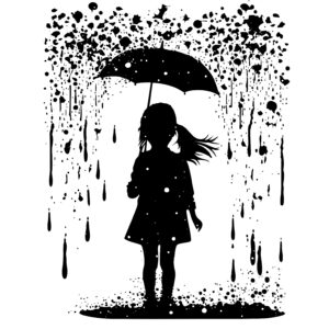 Young Girl Walking in the Rain