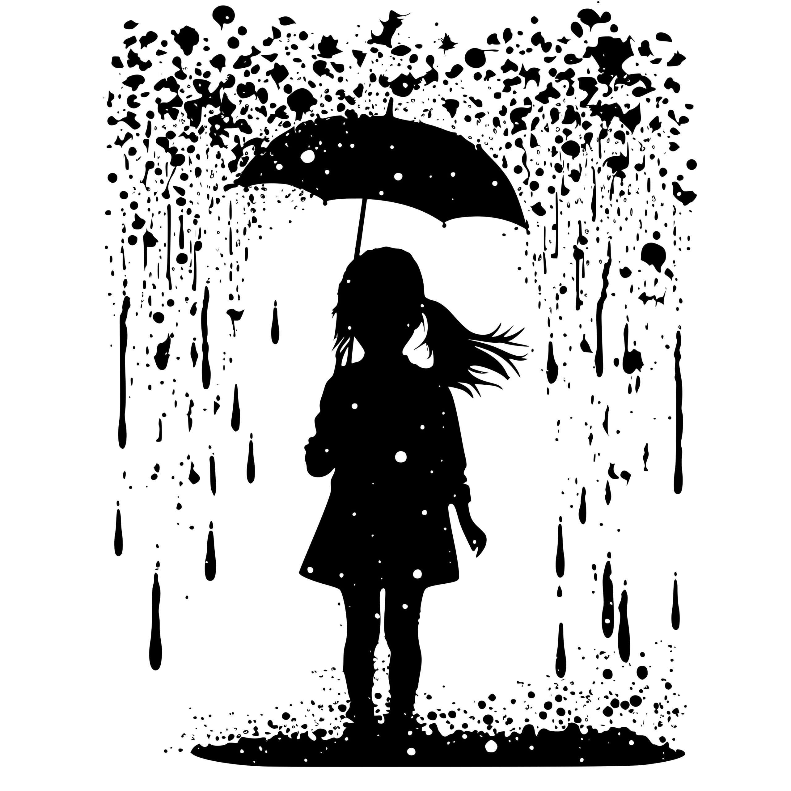 Young Girl Walking In The Rain SVG File for Cricut, Silhouette, Laser ...