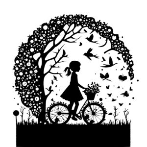 Springtime Girl Riding Bike
