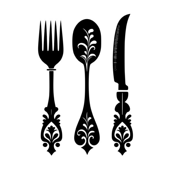 Stainless Steel Cutlery Set SVG File for Cricut, Silhouette, Laser