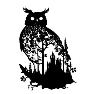 Owl Outline in Trees