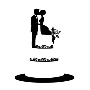 Couple Kissing Wedding Cake