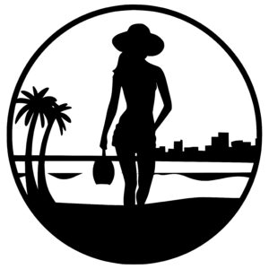 Woman in Front of Beach Cityscape