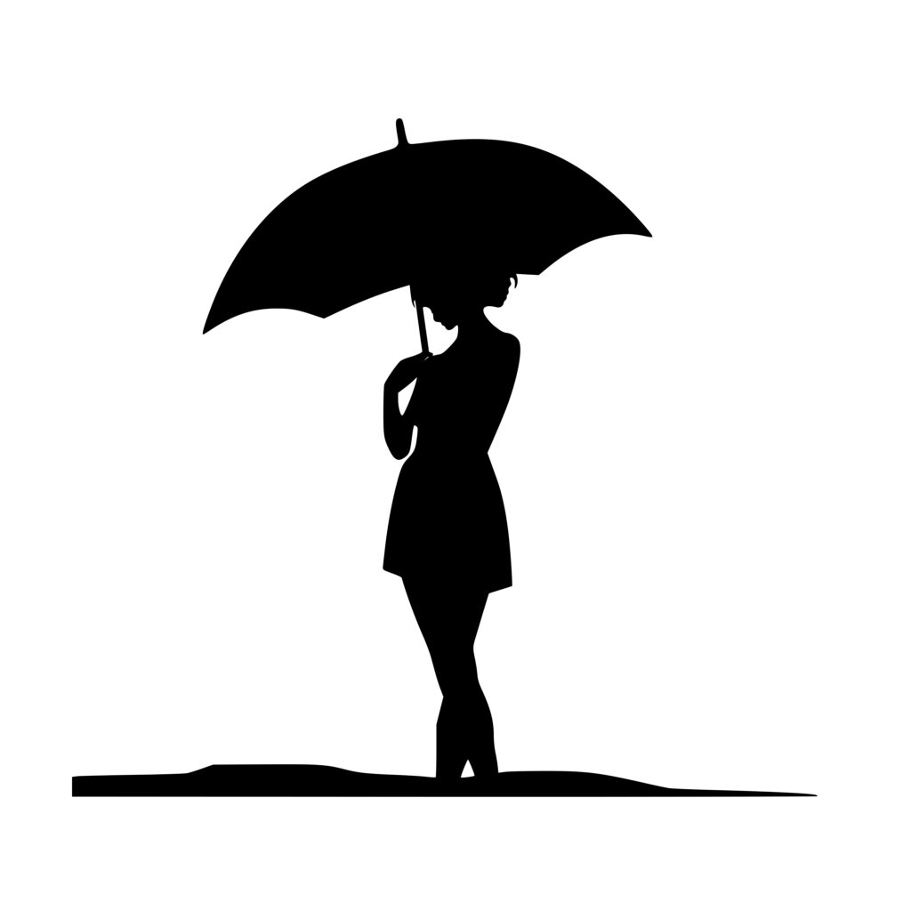 SVG File for Cricut and Silhouette: Girl Holding Umbrella