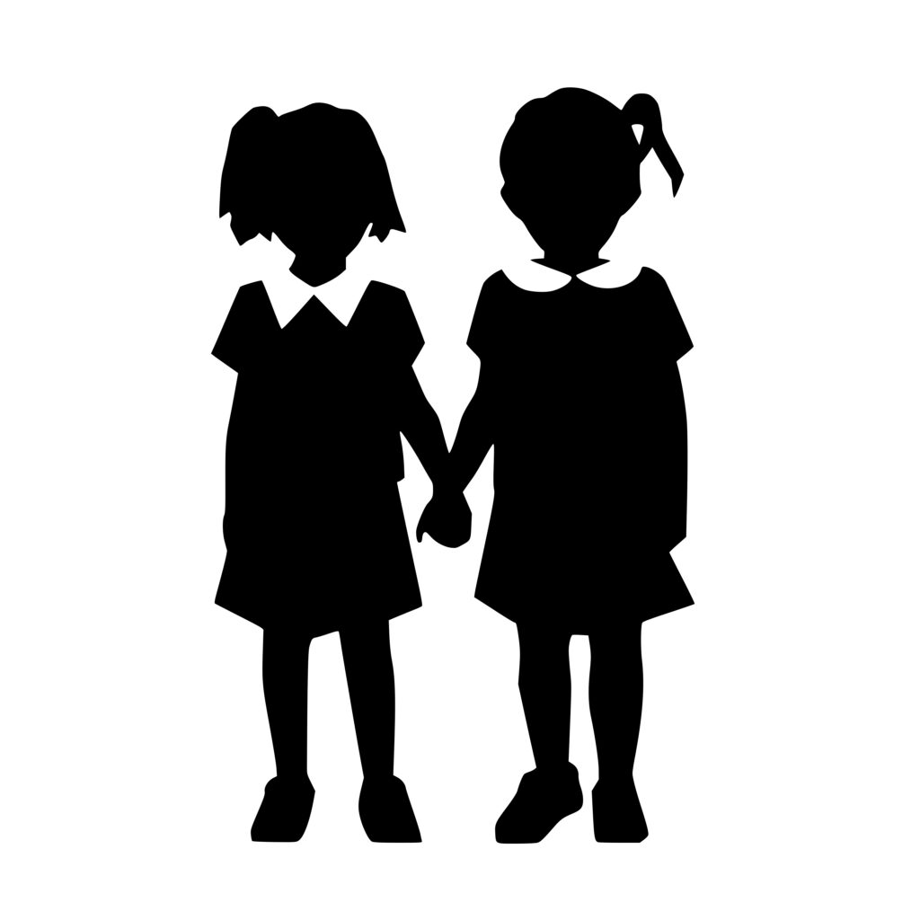 Girls Holding Hands Silhouette SVG File for Cricut and Silhouette