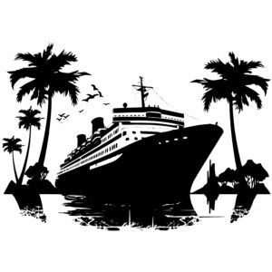 Cruise Ship and Palm Trees
