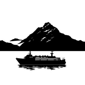 Cruise Ship and Mountains