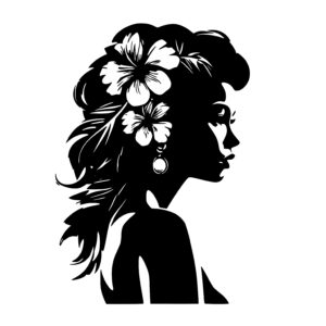 Woman with Hibiscus Flowers in Hair