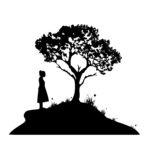 Girl on Hill with Tree