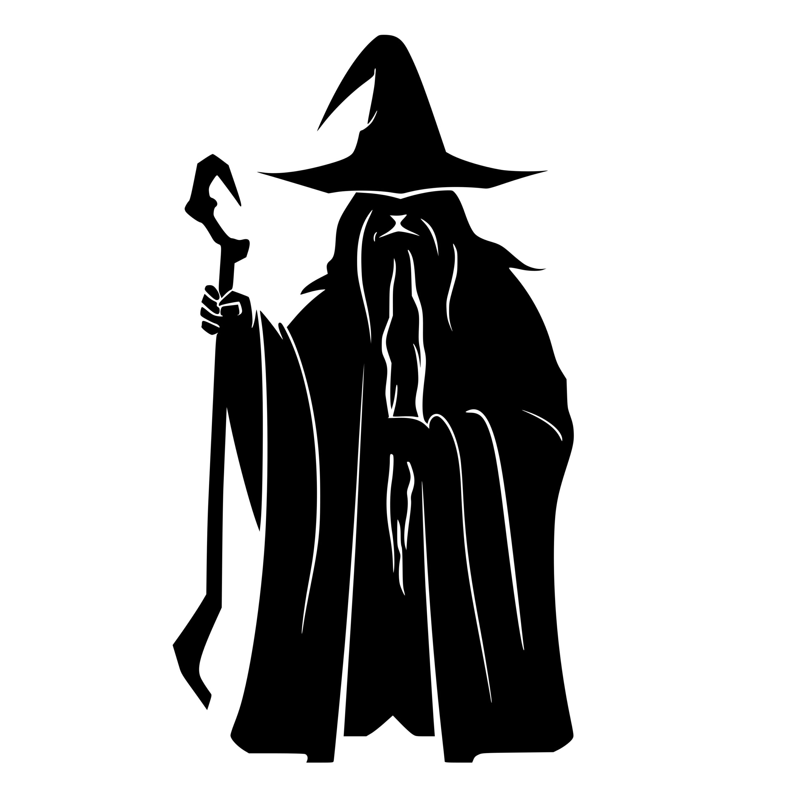 Majestic Wizard with Staff: Instant Download SVG, PNG, DXF Files