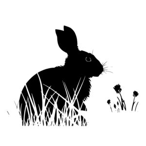 Rabbit in Grass Silhouette