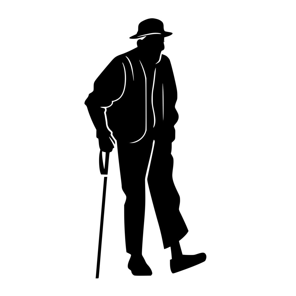 Elderly Man with Cane SVG File for Cricut, Silhouette, Laser Machines