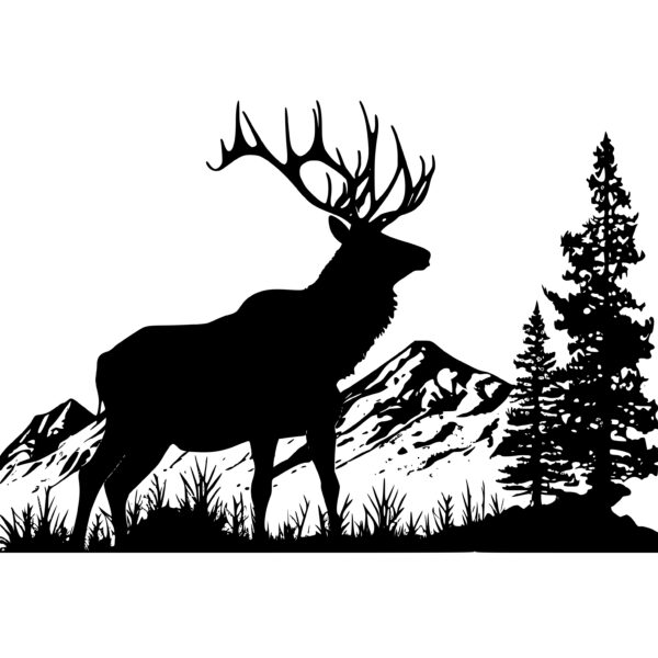 Instant　Cricut,　Majestic　Laser　Elk　for　Silhouette,　in　Mountains　Images　Download　Machines