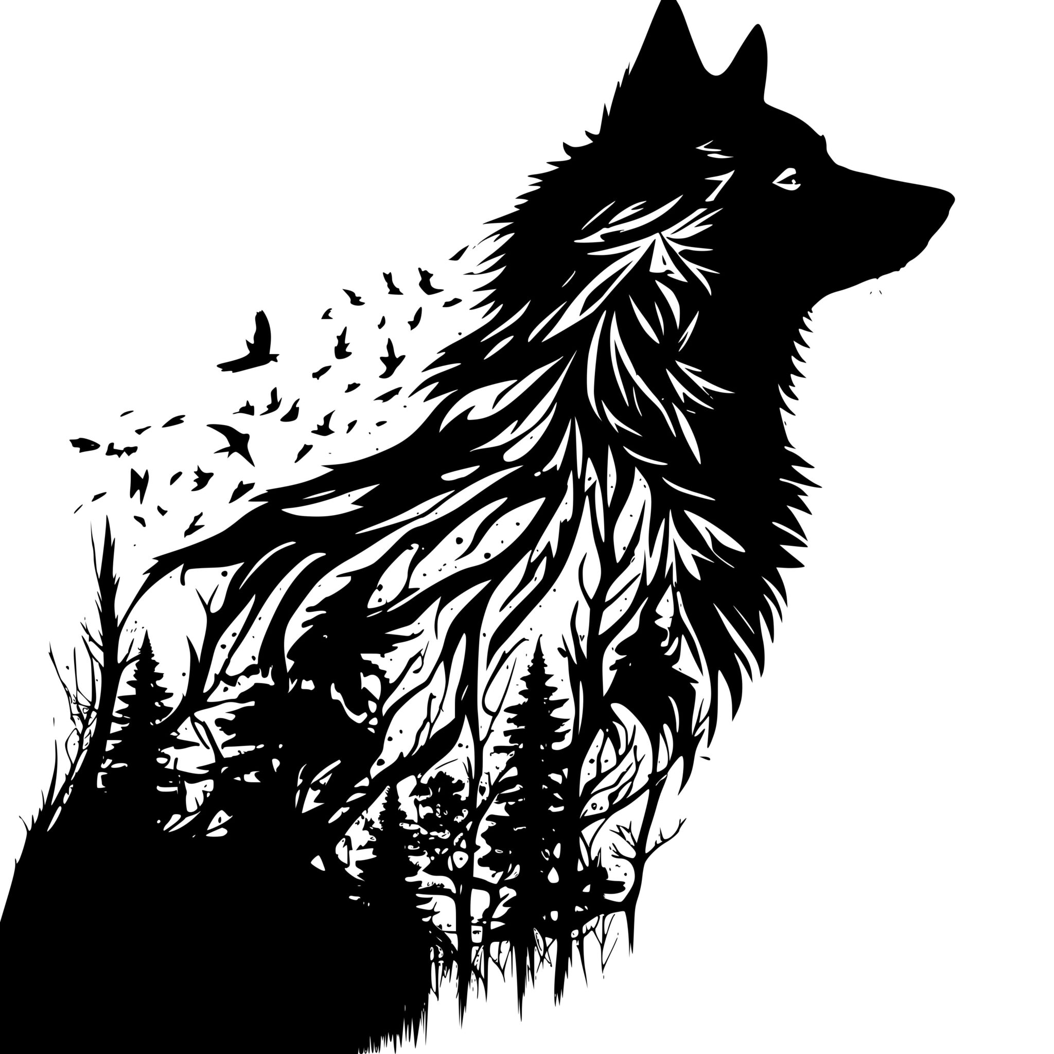 Wild wolf shadow svg file for cricut silhouette and laser machines