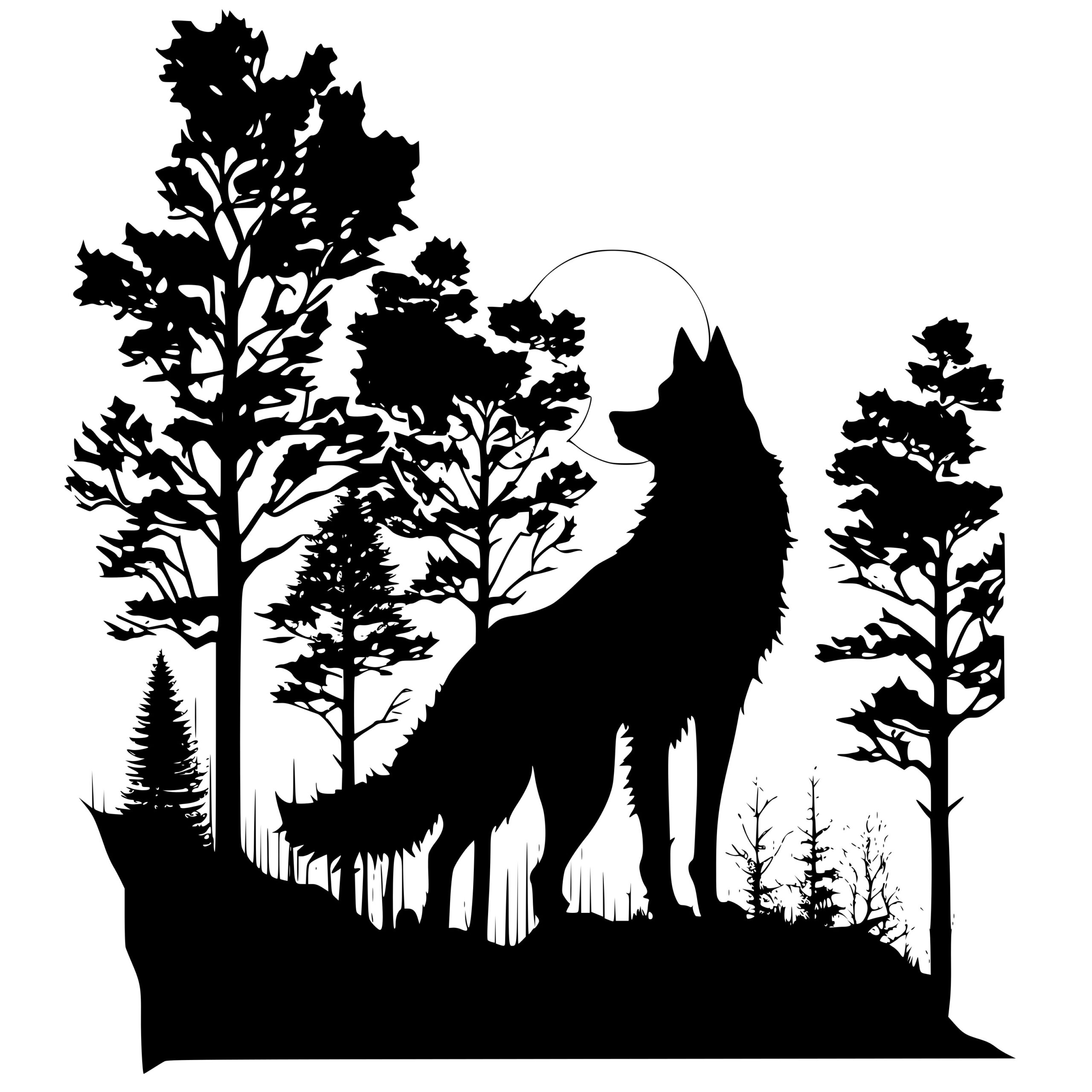 Forest Wolf SVG File for Cricut, Silhouette, Laser Machines