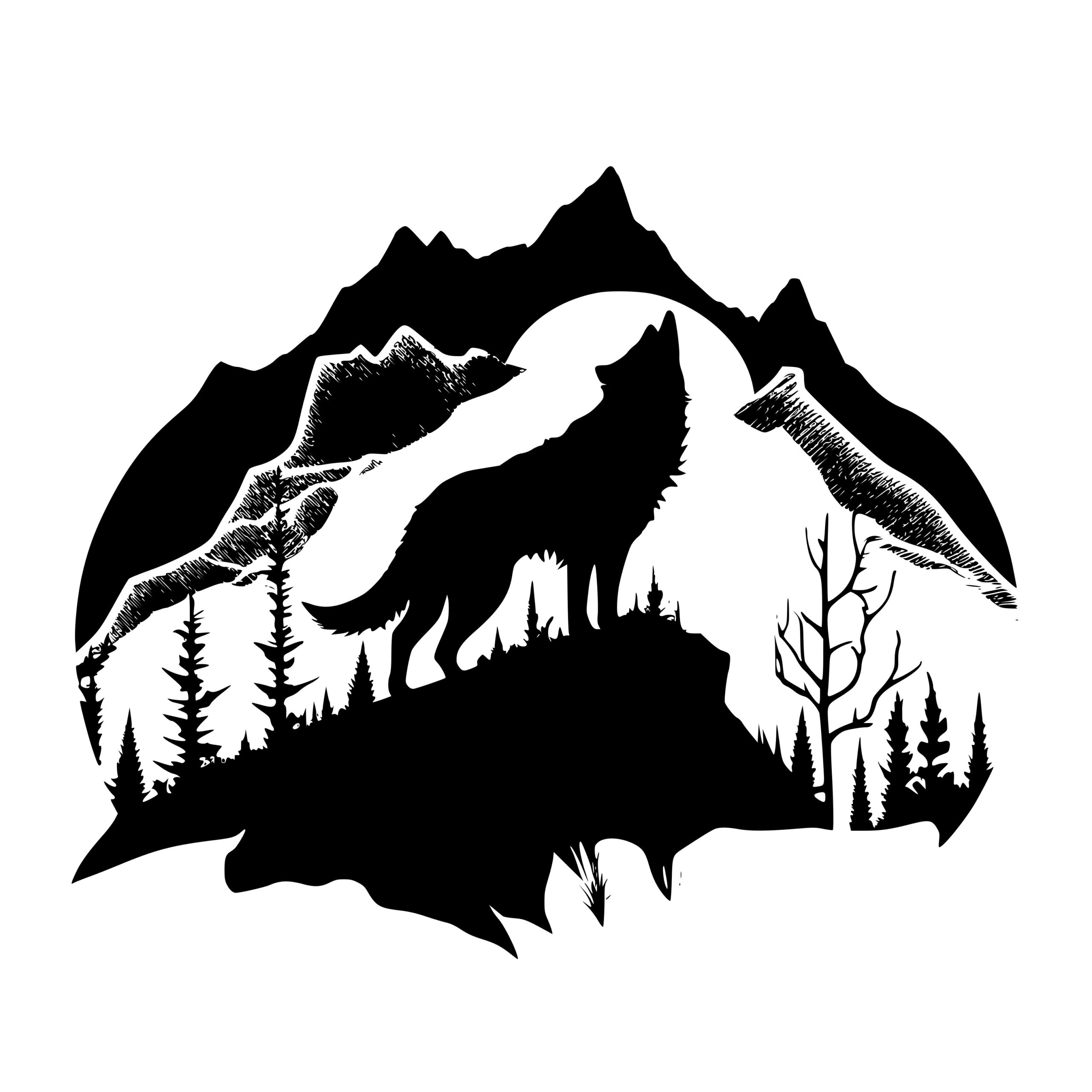 Mountain Wolf SVG Image for Cricut, Silhouette, and Laser Machines