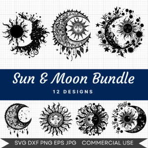 Sun & Moon Bundle – 12 Svg Images