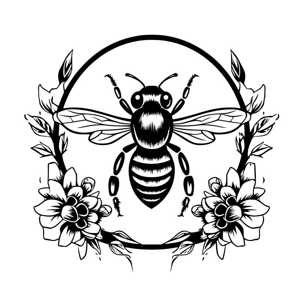 Instant Download Bee with Flowers SVG/PNG/DXF File for Cricut