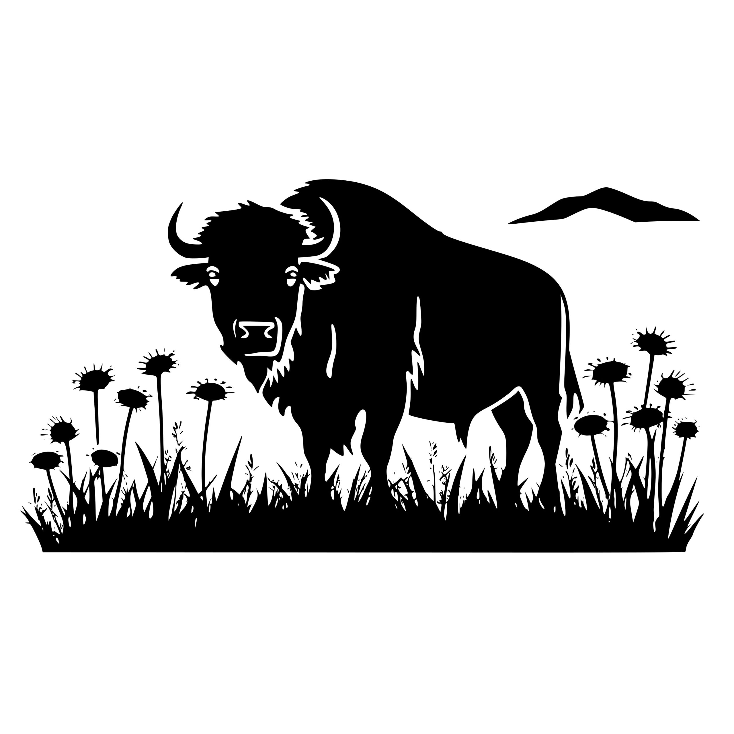 Instant Download: Buffalo Grazing in Field SVG/PNG/DXF for Cricut ...