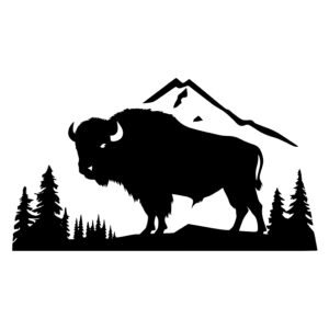 Buffalo in Mountain Landscape