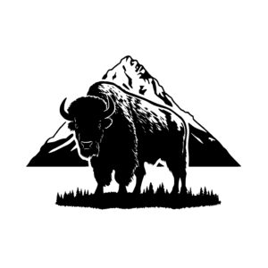 Buffalo Amidst Mountain Range