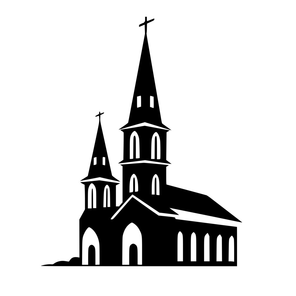 Towering Church Image: SVG, PNG, DXF Files for Cricut, Silhouette