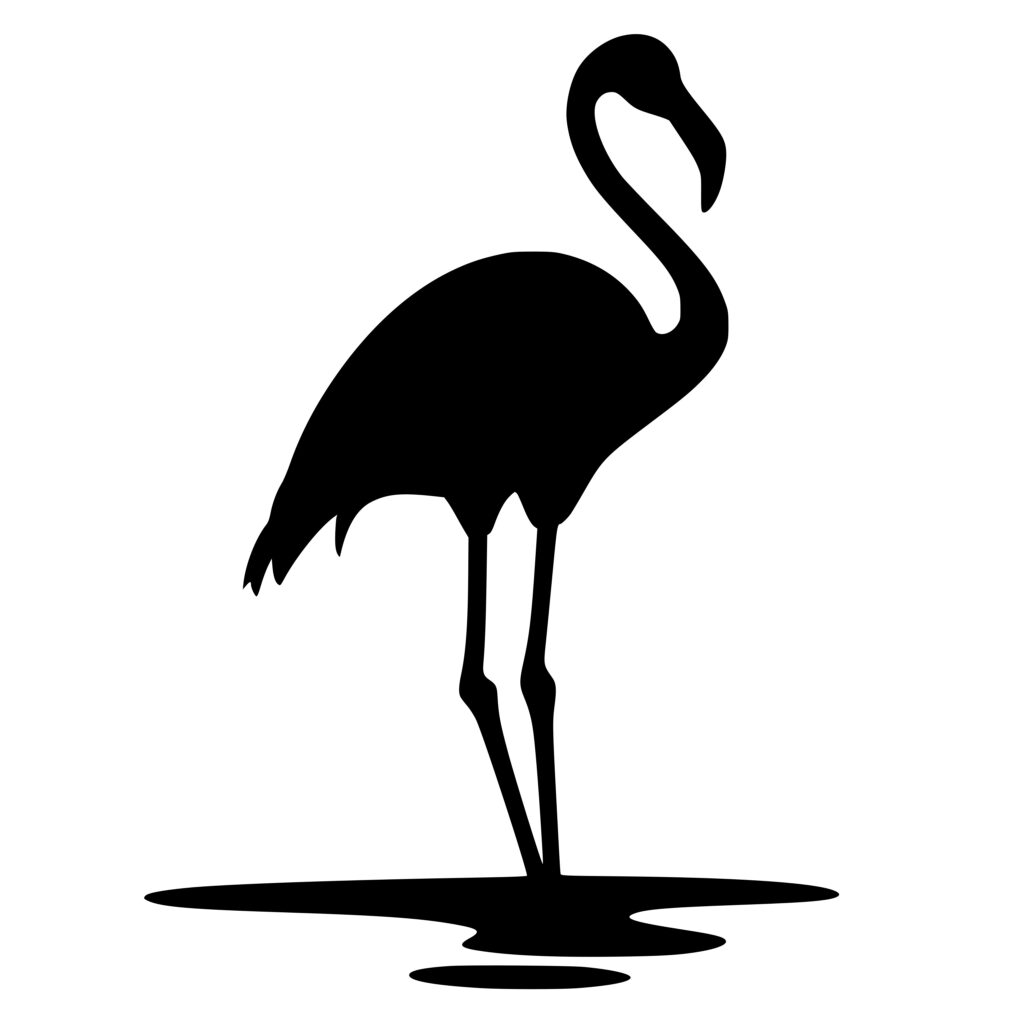 Standing Flamingo In Water - Instant Download Svg, Png, Dxf Files For 