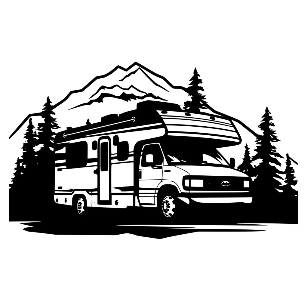 Mountain View Camper SVG File for Cricut, Silhouette, Laser Machines