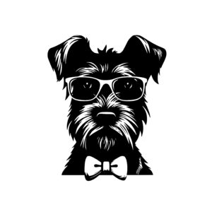 Dog Wearing Glasses and Bow Tie