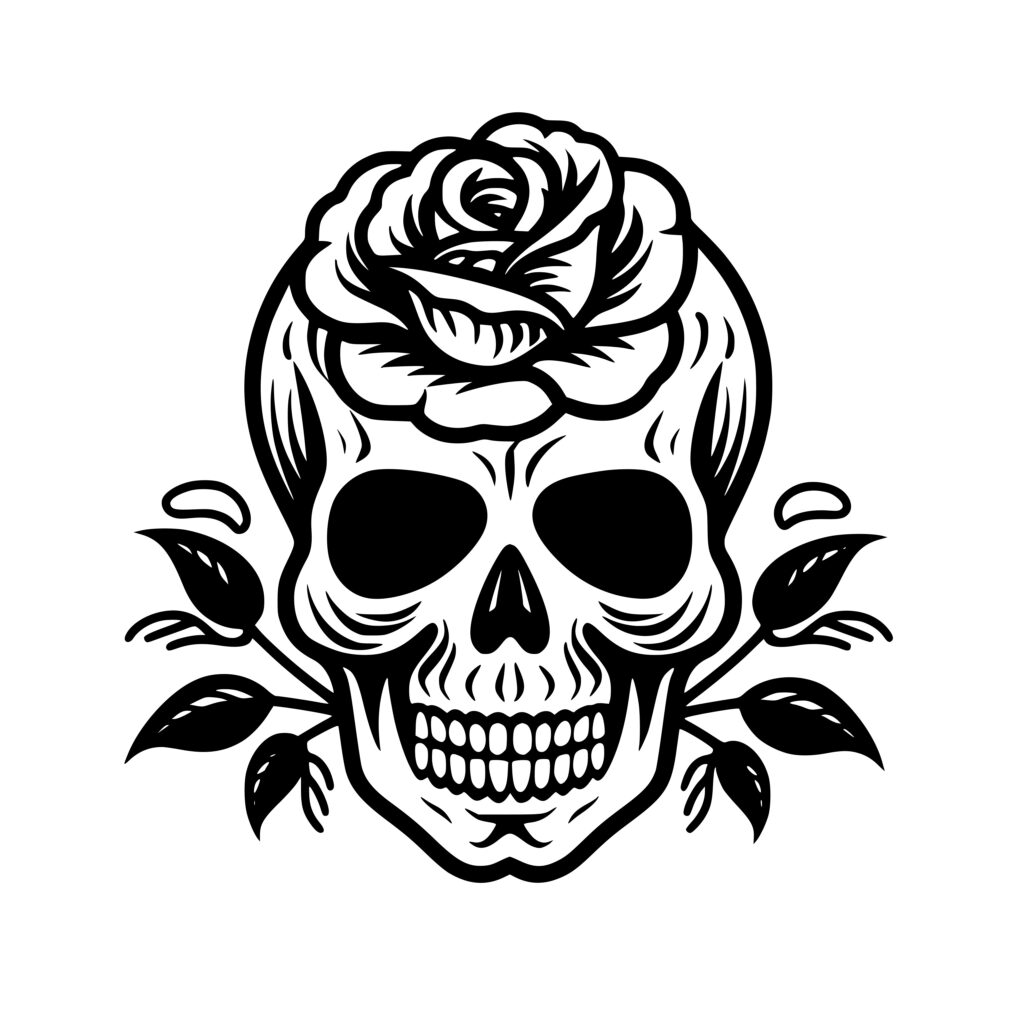 Rose-Adorned Skull SVG Image for Cricut, Silhouette, Laser Machines