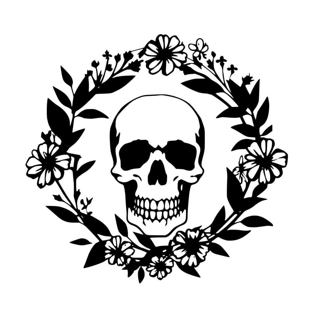 Instant Download Flower Wreath Skull SVG/PNG/DXF for Cricut, Silhouette ...