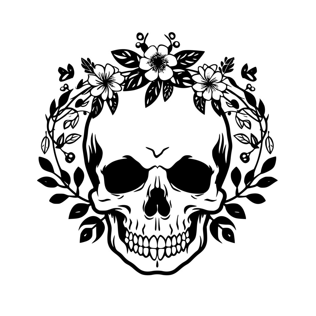 Floral Wreath Skull SVG Image: Instant Download for Cricut, Silhouette ...