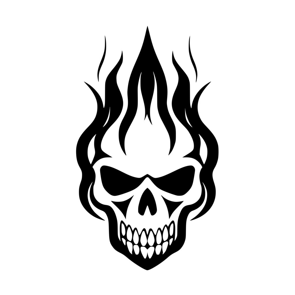 Skull with Flames SVG File for Cricut, Silhouette, Laser Machines