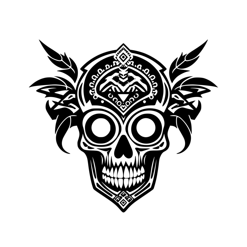 Leafy Tribal Skull SVG File for Cricut, Silhouette, Laser Machines