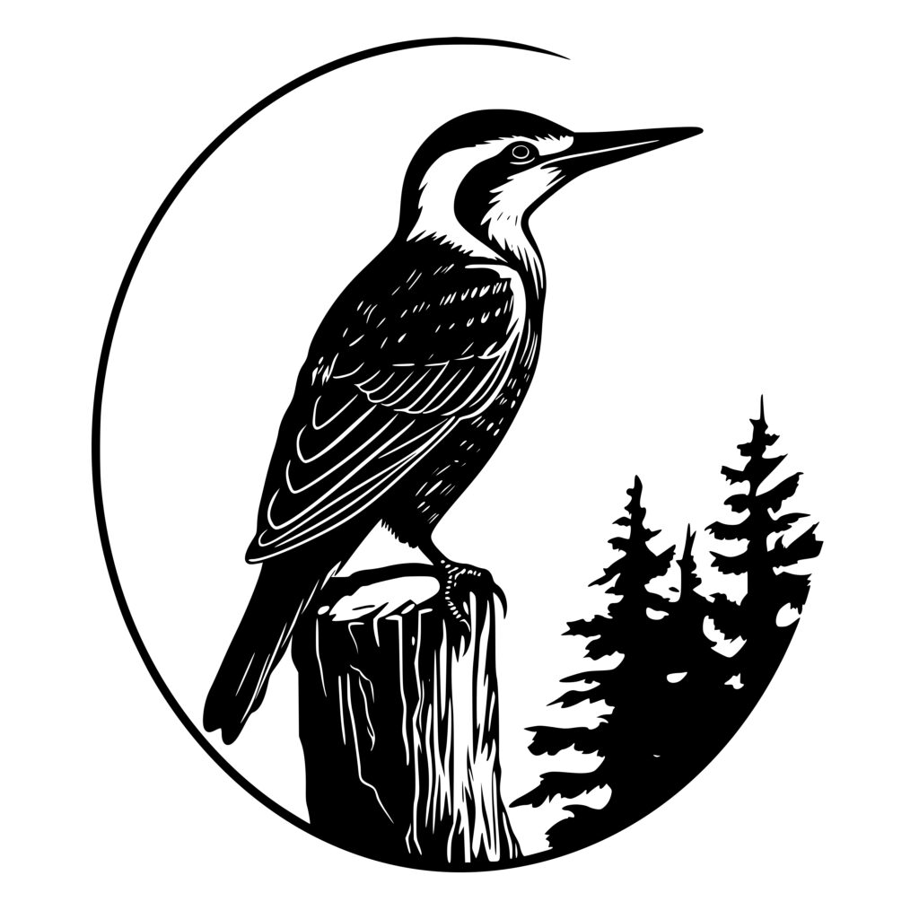 Woodpecker on Tree: SVG File for Cricut, Silhouette, Laser