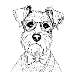 Schnauzer in Bow Tie and Glasses