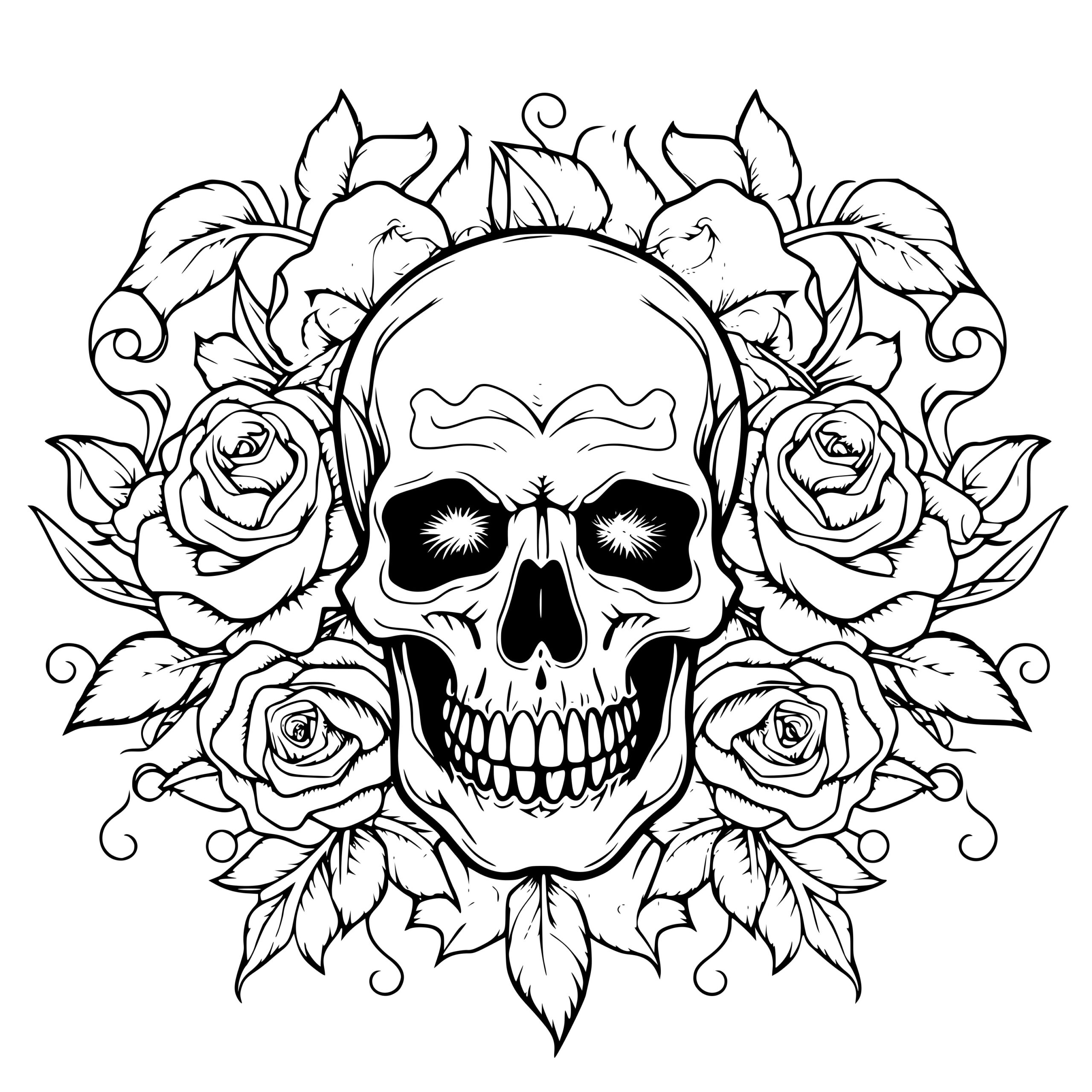 Botanical Roses Skull SVG File: Instant Download for Cricut, Silhouette ...