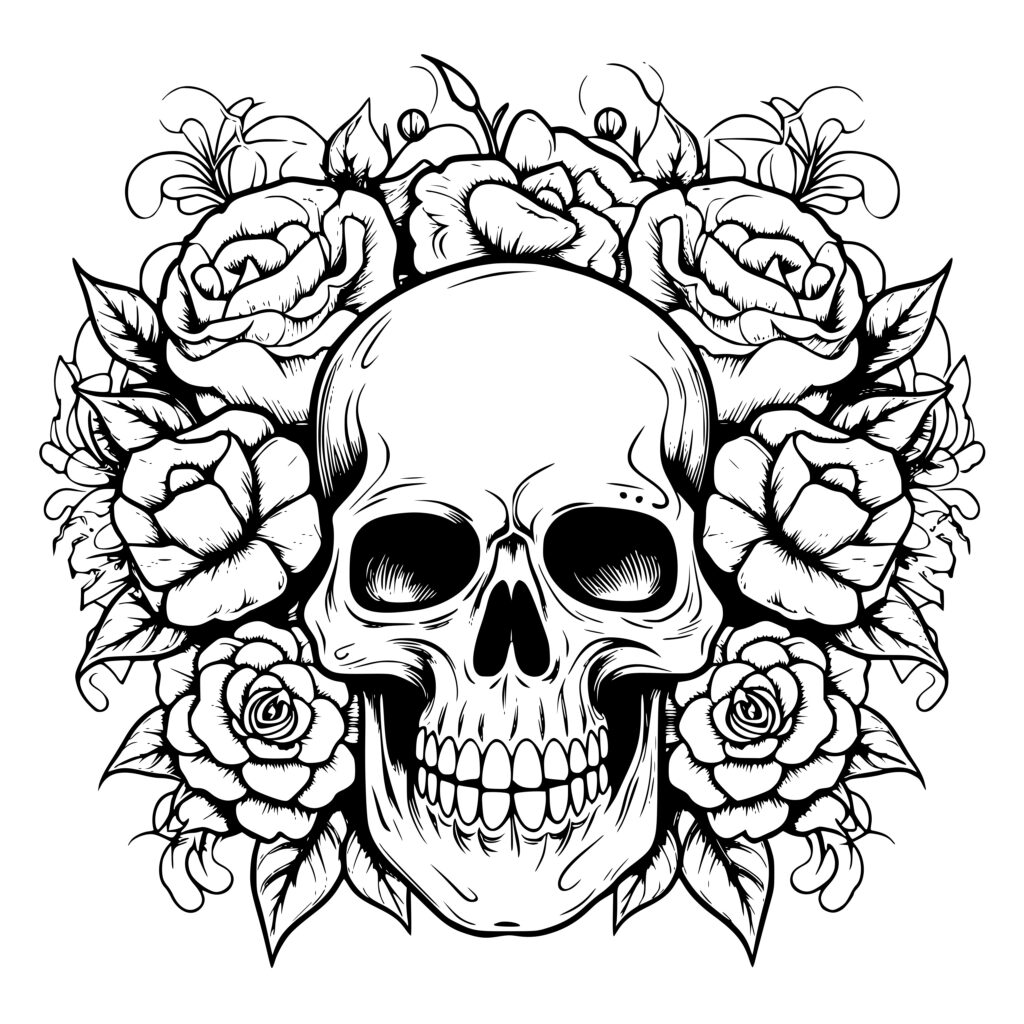 Instant Download SVG/PNG/DXF Files: Flower-Adorned Skull for Cricut ...