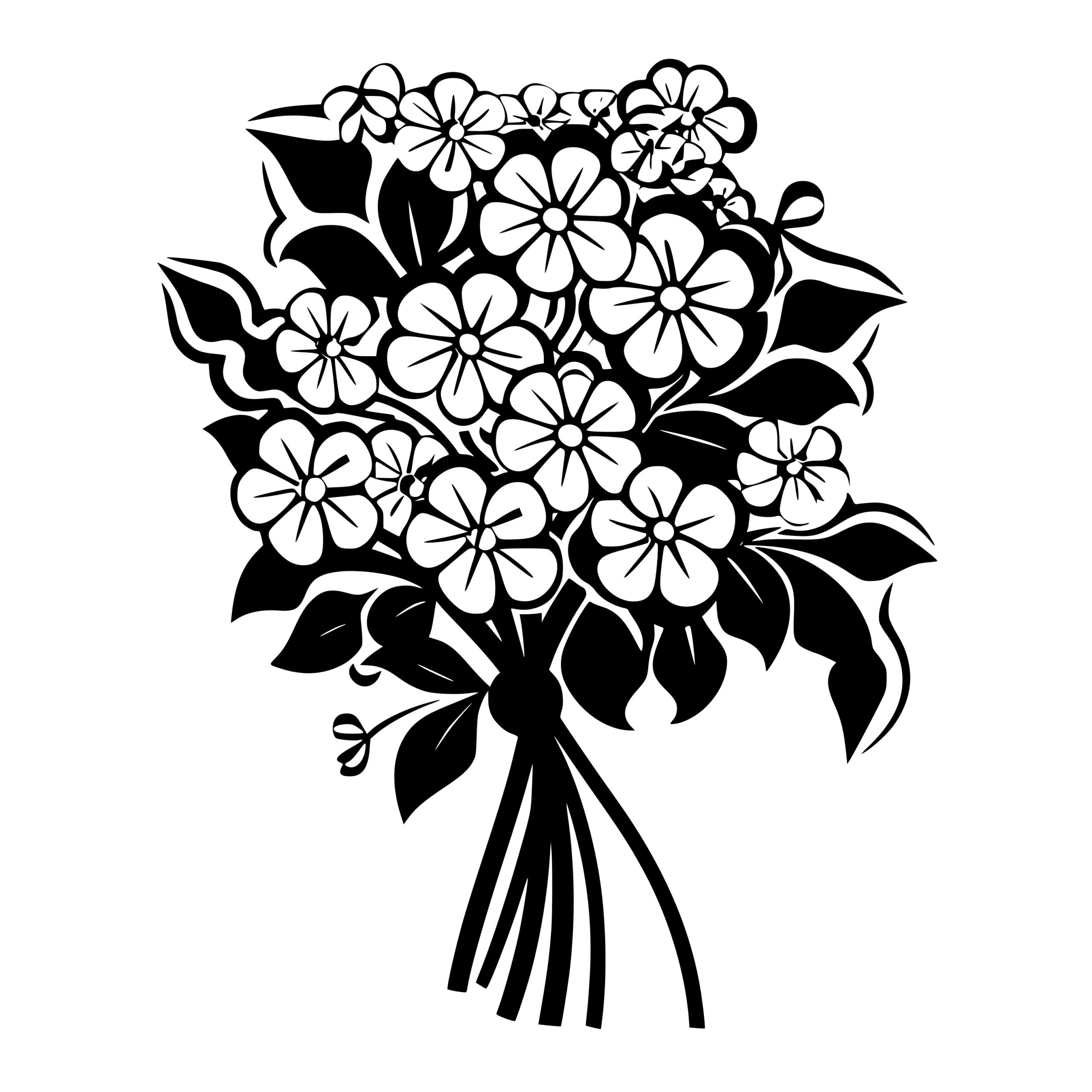 bouquet of flowers clipart black and white